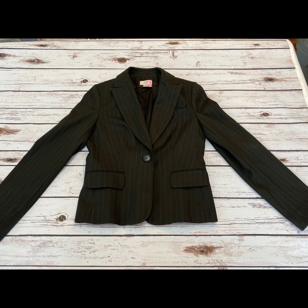 Ann Taylor Loft black pinstripe blazer jacket 4